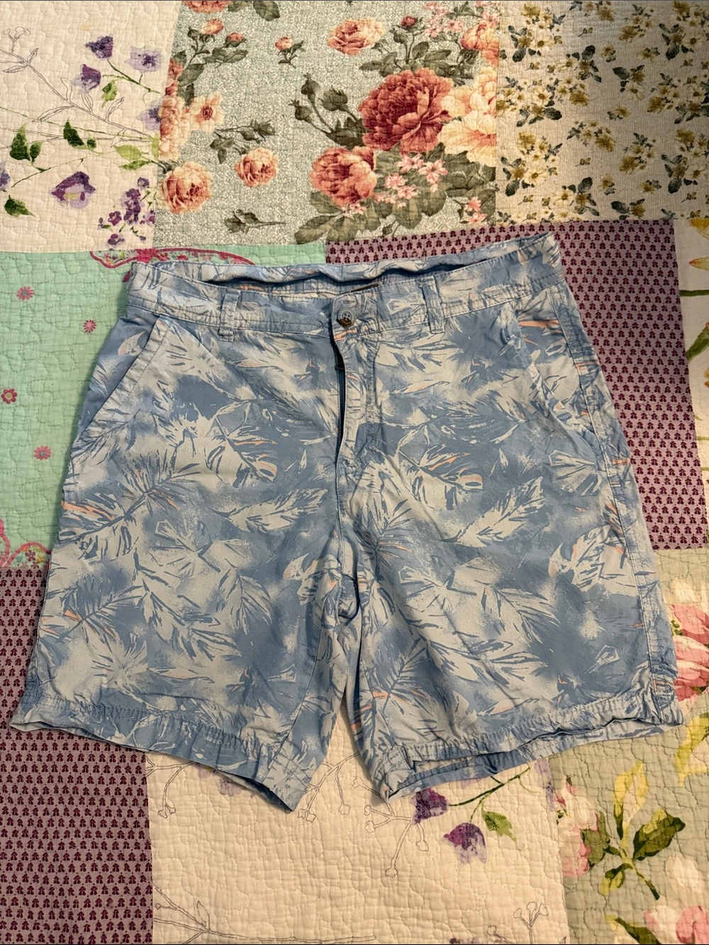 Men's Light Blue Tropical Print Casual Shorts